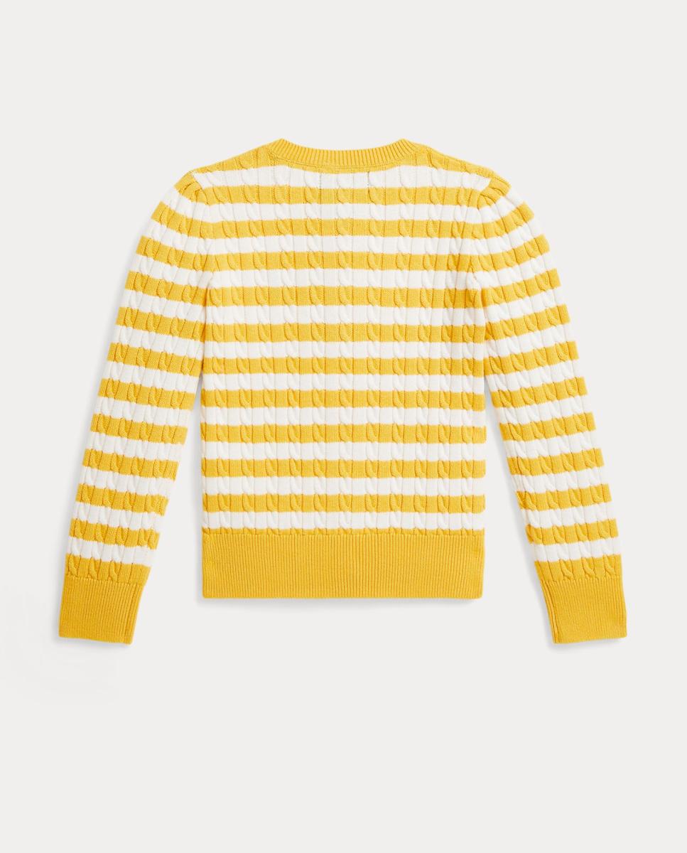 Cardigan de Malha do Cabo de Algodão Polo Ralph Lauren Branco/Amarelo-5