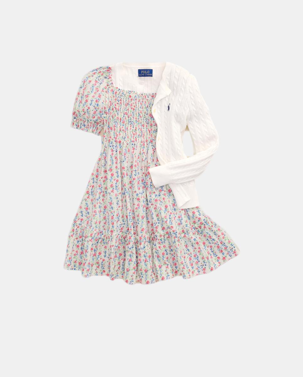 Cárdigan de niña de algodón en punto de ochos - Polo Ralph Lauren - Blanco Blanco-5