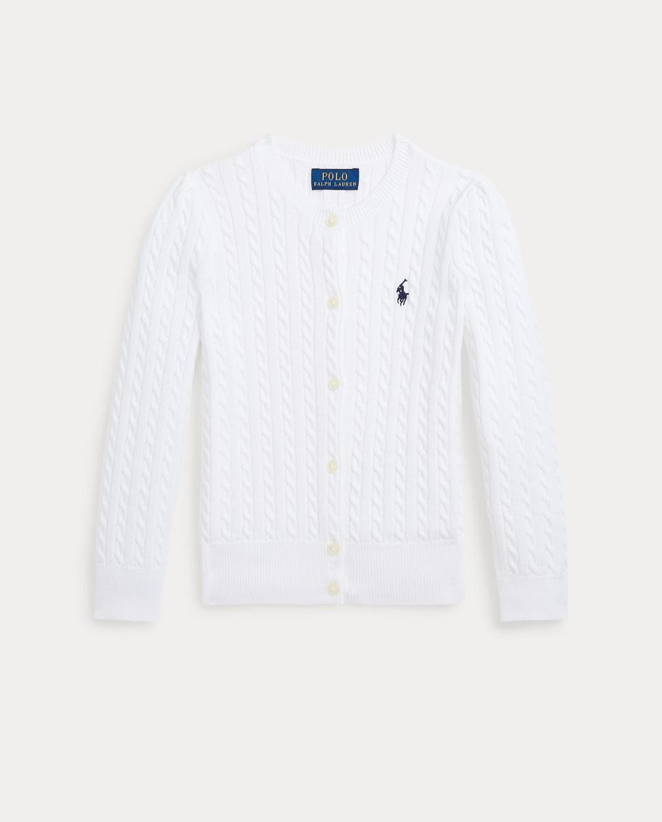 Cárdigan de niña de algodón en punto de ochos - Polo Ralph Lauren - Blanco Blanco-7
