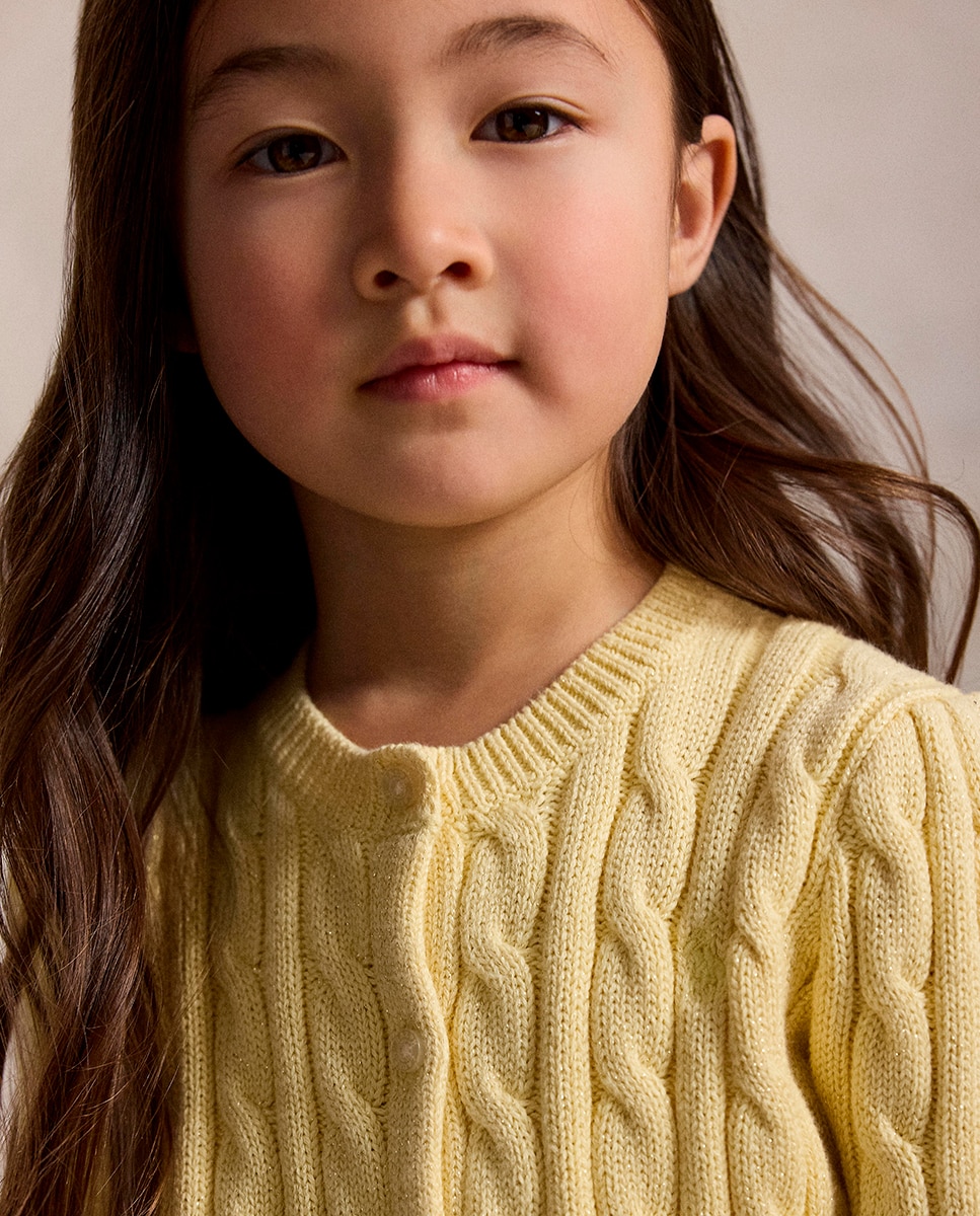 Cardigan de Malha do Cabo Metalizado Polo Ralph Lauren Amarelo-3