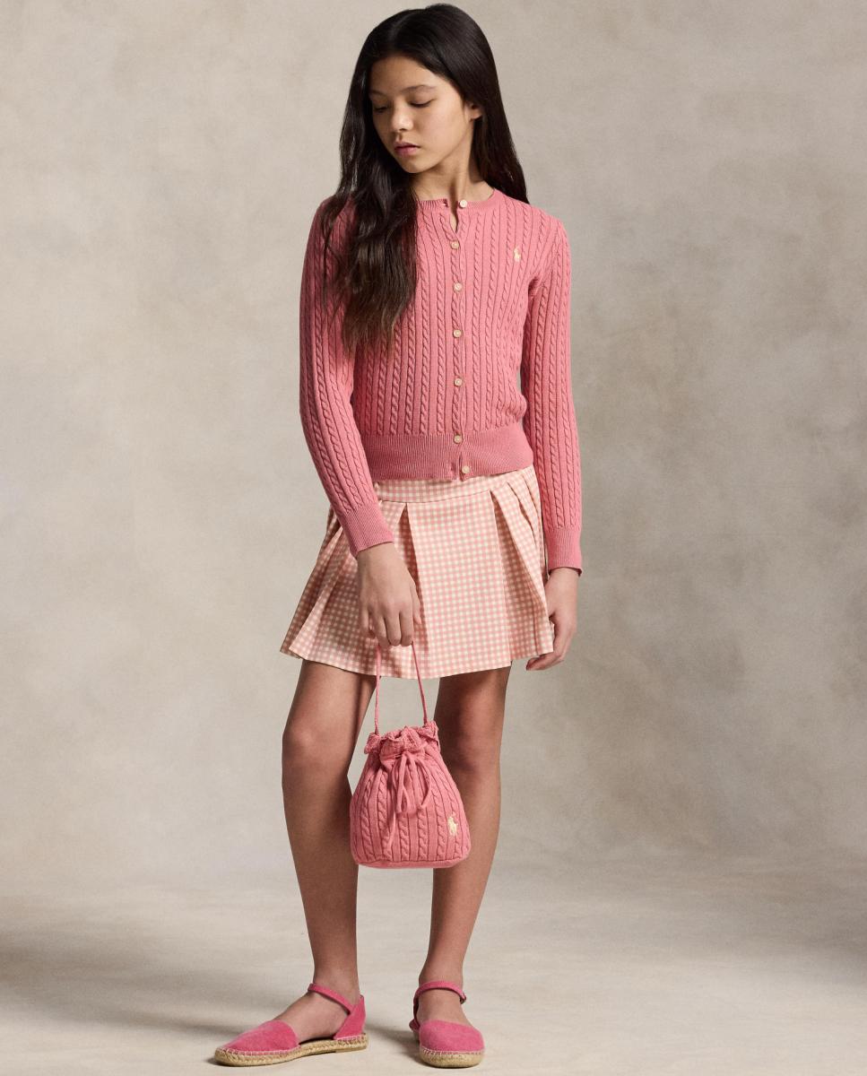 Cardigan de Malha do Cabo de Algodão Polo Ralph Lauren Coral-2
