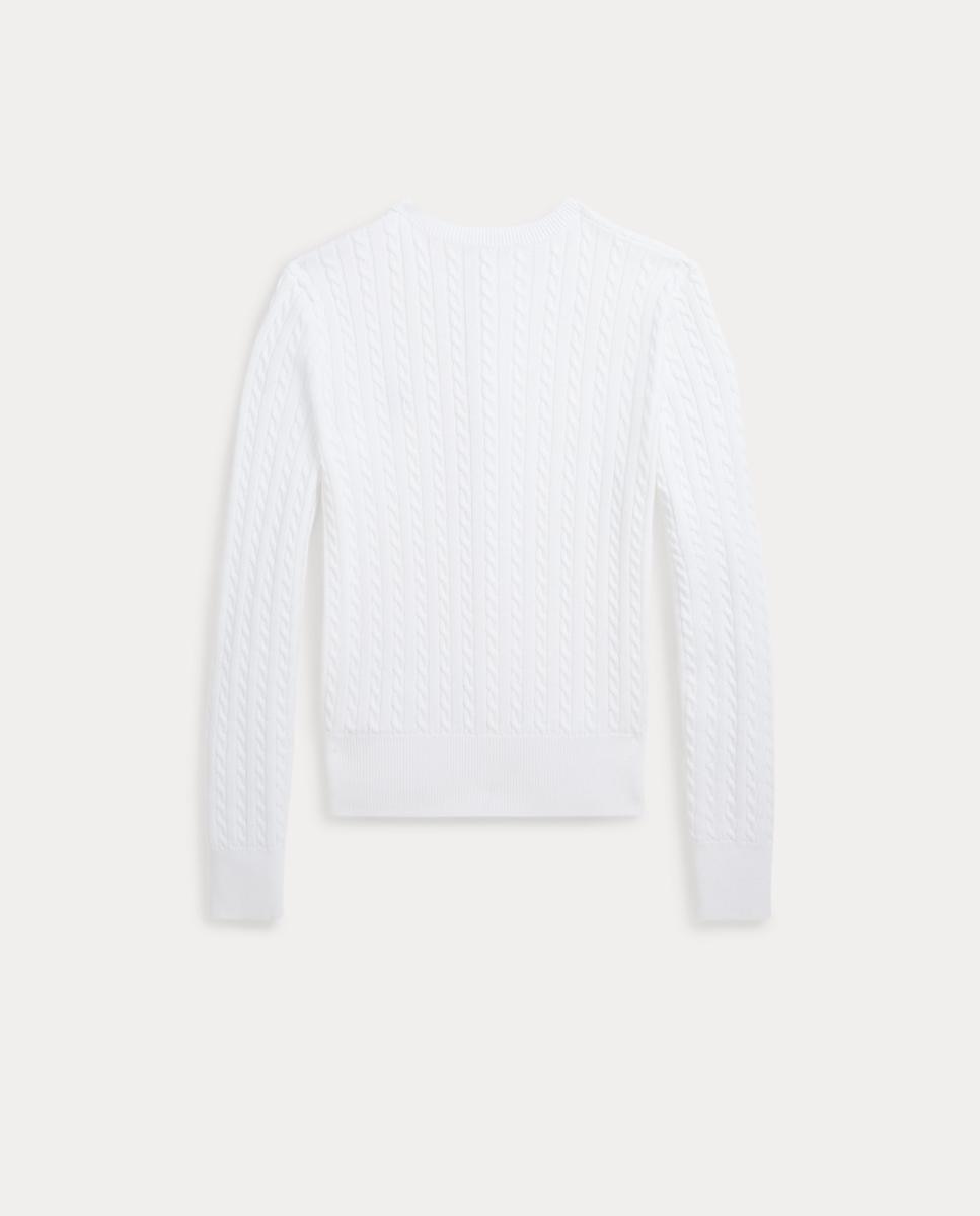 Cardigan de Malha do Cabo de Algodão Polo Ralph Lauren Branco-5