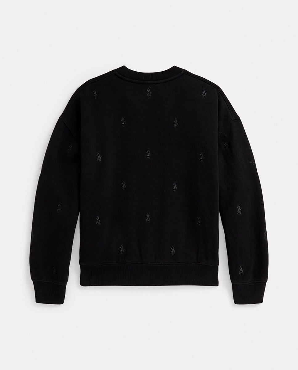 Sweatshirt de Decote Redondo com Cavalo Preto-2