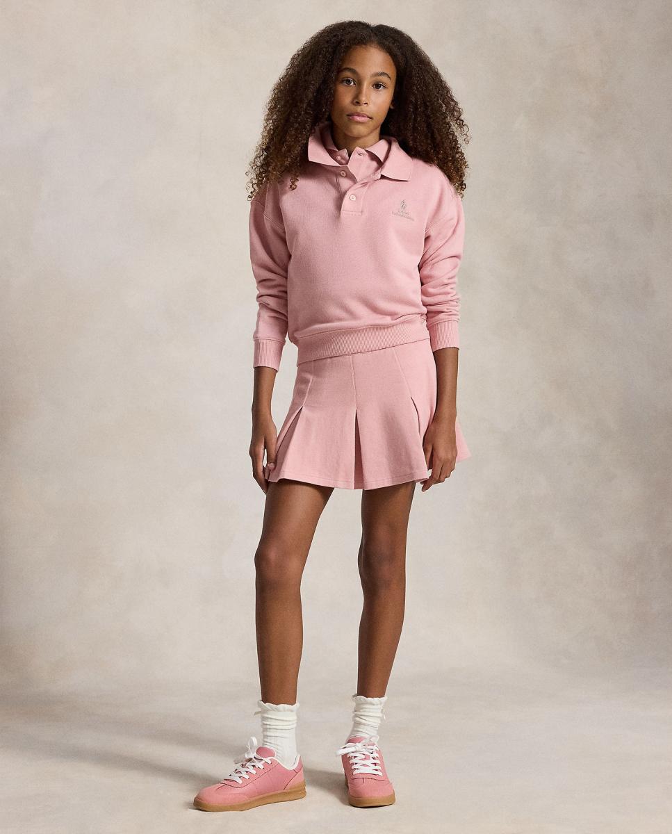 Sweatshirt com Colarinho de Polo e Logótipo Rosa-3