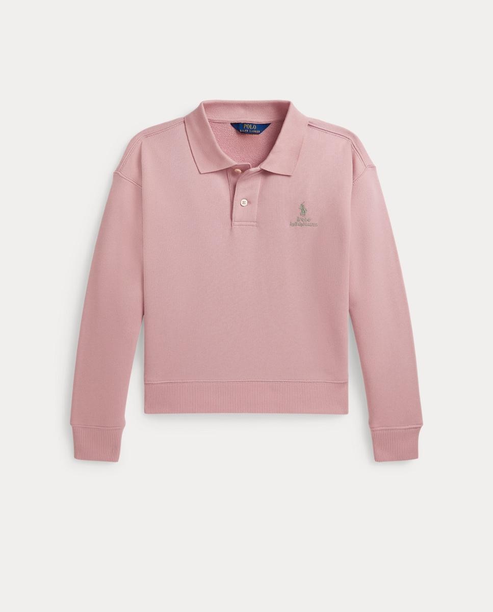 Sweatshirt com Colarinho de Polo e Logótipo Rosa-4