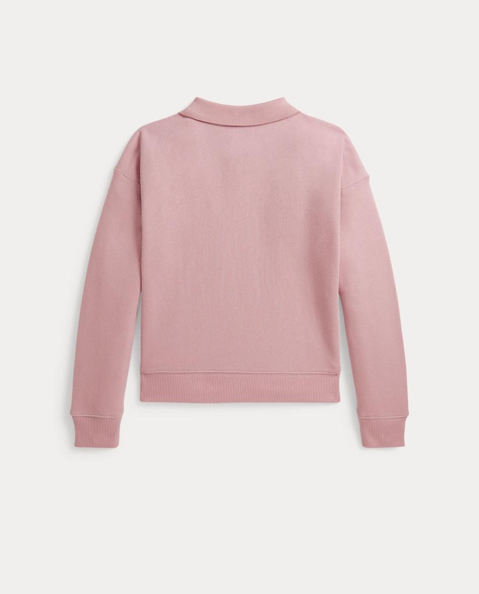 Sweatshirt com Colarinho de Polo e Logótipo Rosa-5