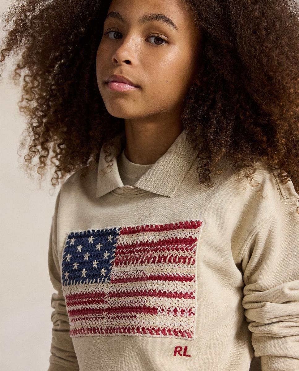 Sweatshirt com Gola e Bandeira Tecida Natural-3