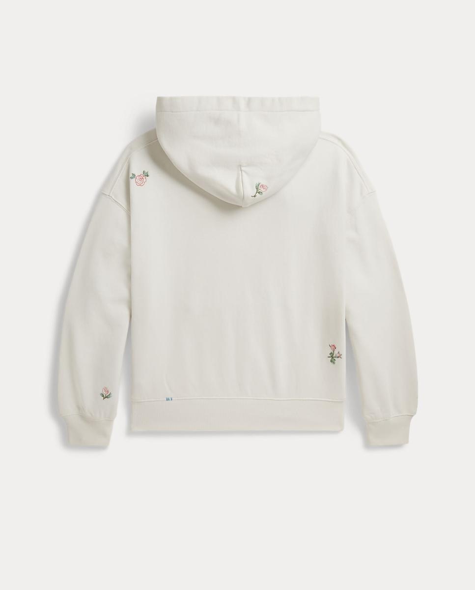 Sweatshirt com Capuz de Algodão com Estampado Floral e Bolso Canguru Natural-2