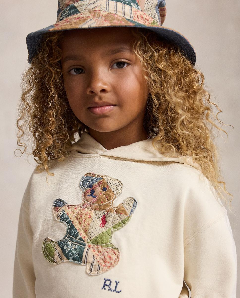 Sweatshirt com Capuz de Algodão com o Ursinho em Patch Creme-2