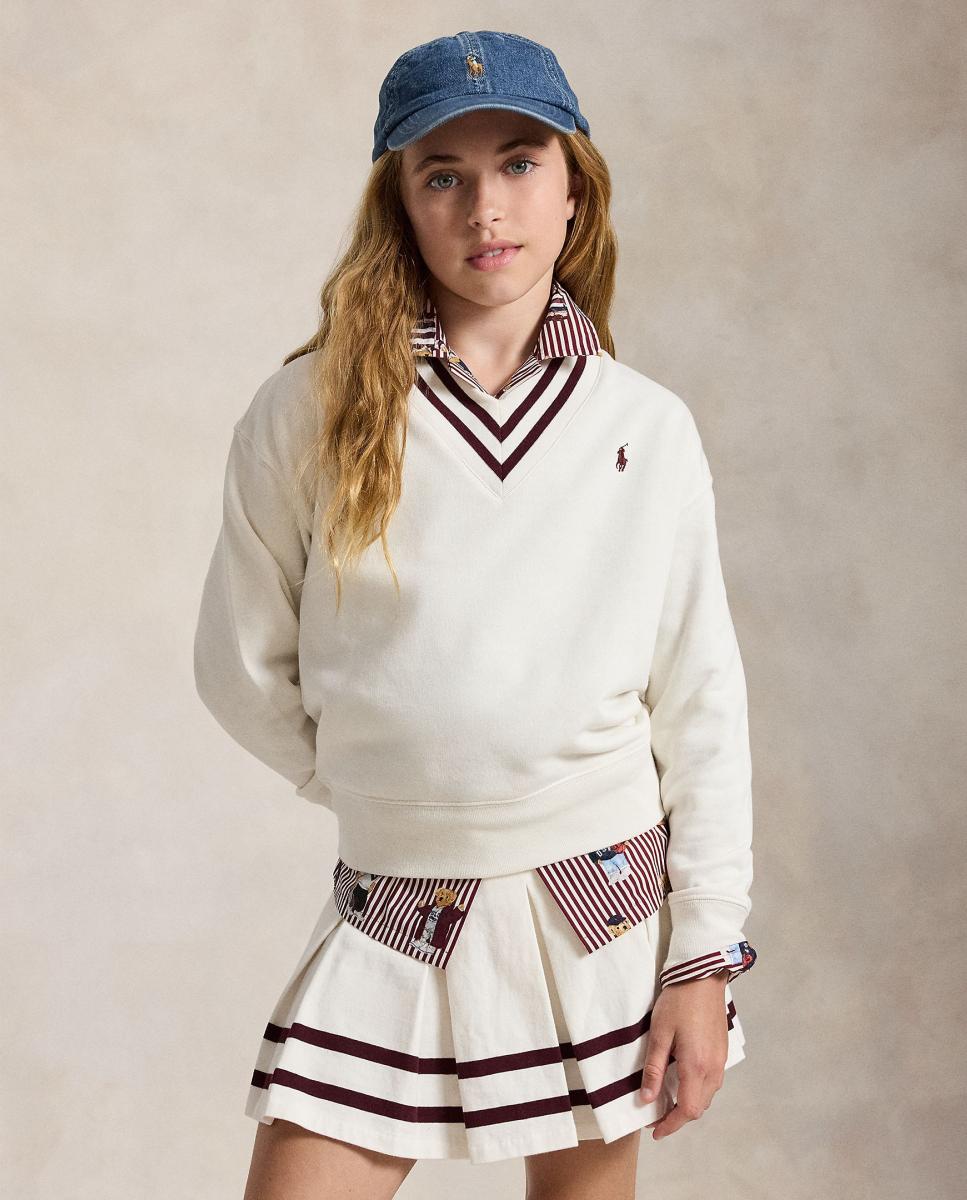 Sweatshirt de Felpa com Decote em Bico Cru-2