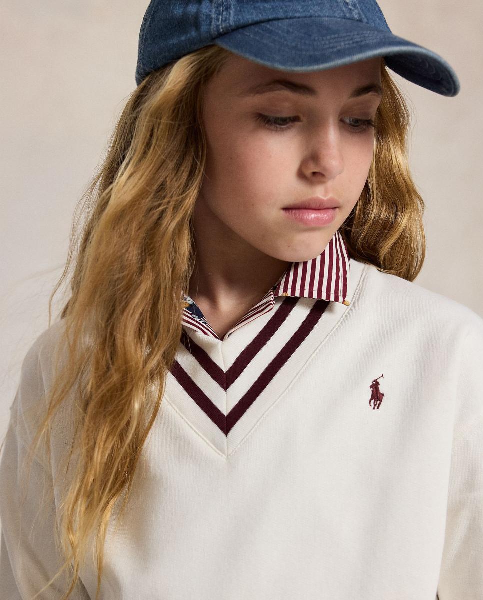 Sweatshirt de Felpa com Decote em Bico Cru-3