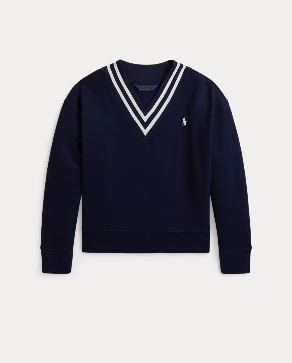 Sudadera de niña de felpa con cuello pico - Polo Ralph Lauren - Azul marino Azul marino-4