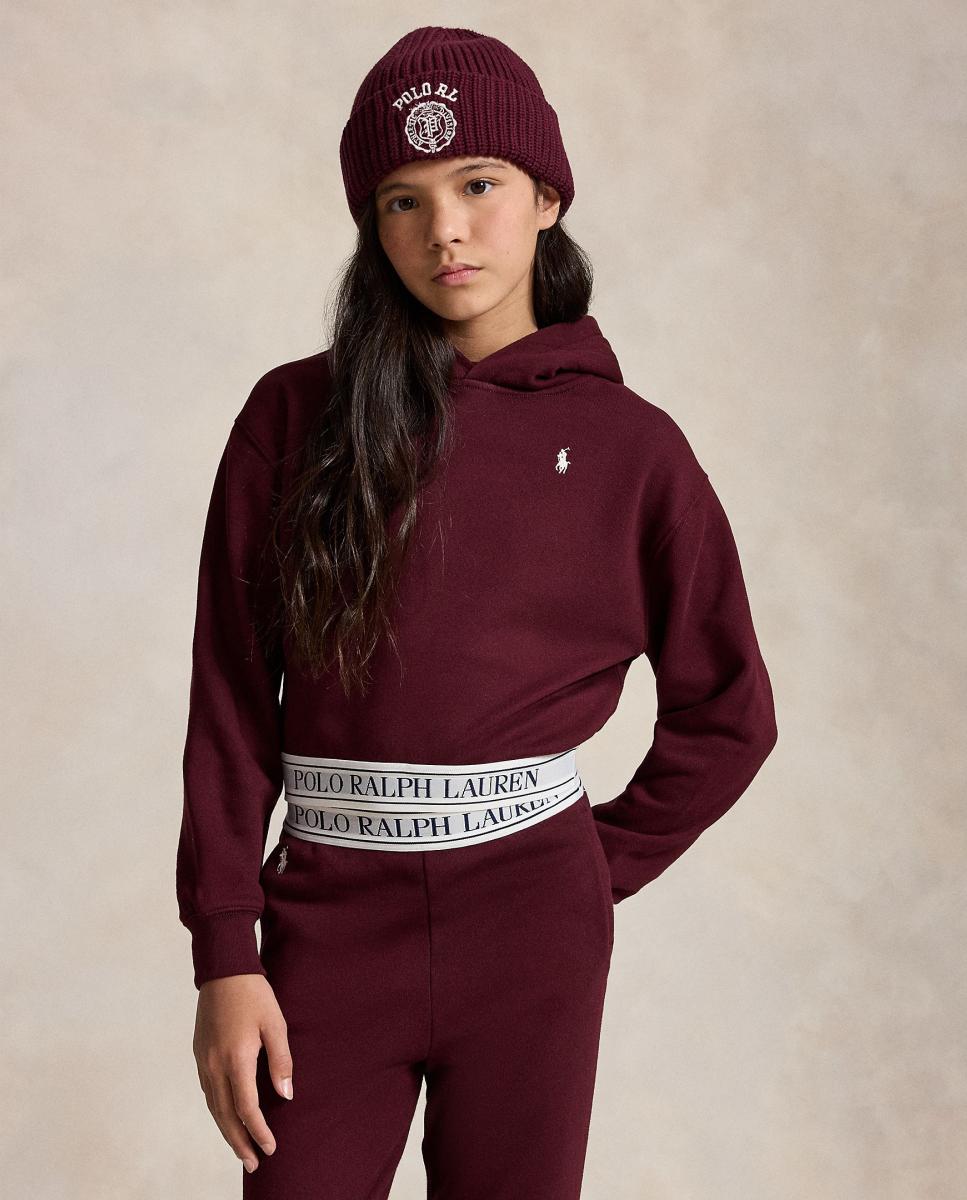 Sweatshirt com Capuz com Fita Elástica e Logótipo Bordeaux-2