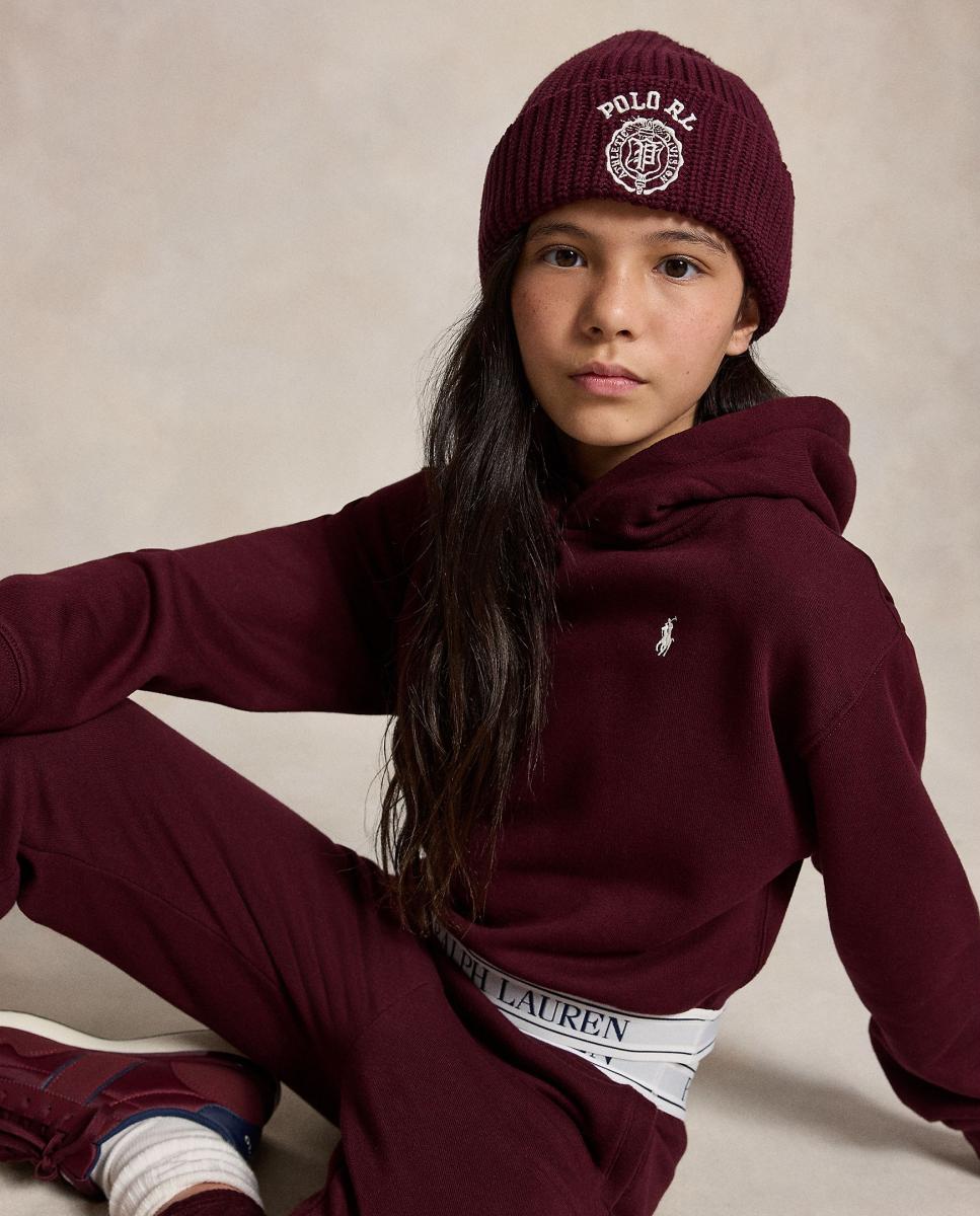 Sweatshirt com Capuz com Fita Elástica e Logótipo Bordeaux-3