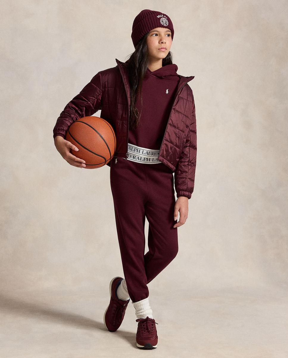 Sweatshirt com Capuz com Fita Elástica e Logótipo Bordeaux-4