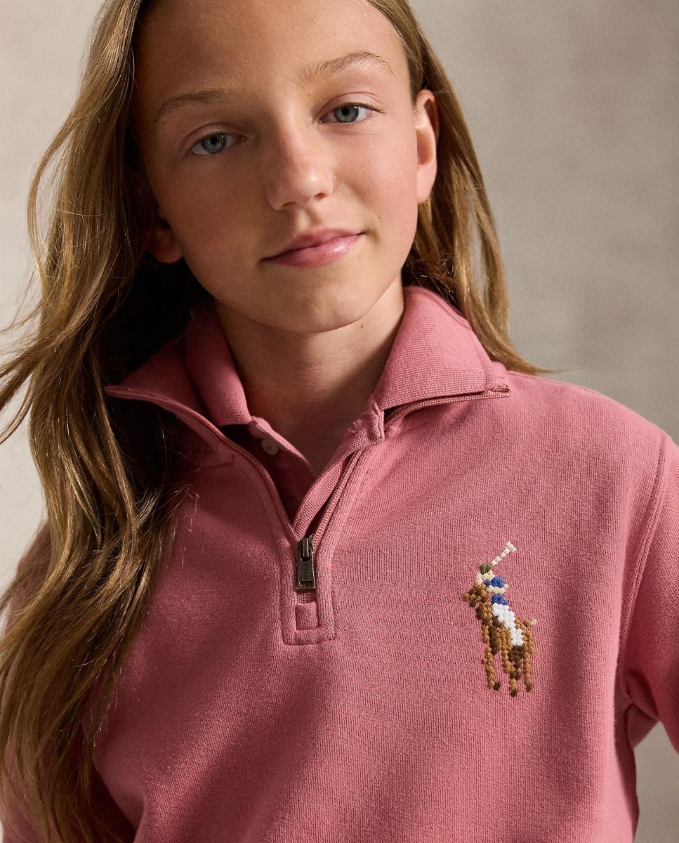 Sweatshirt de Felpa com Cavalo Tecido Rosa-3