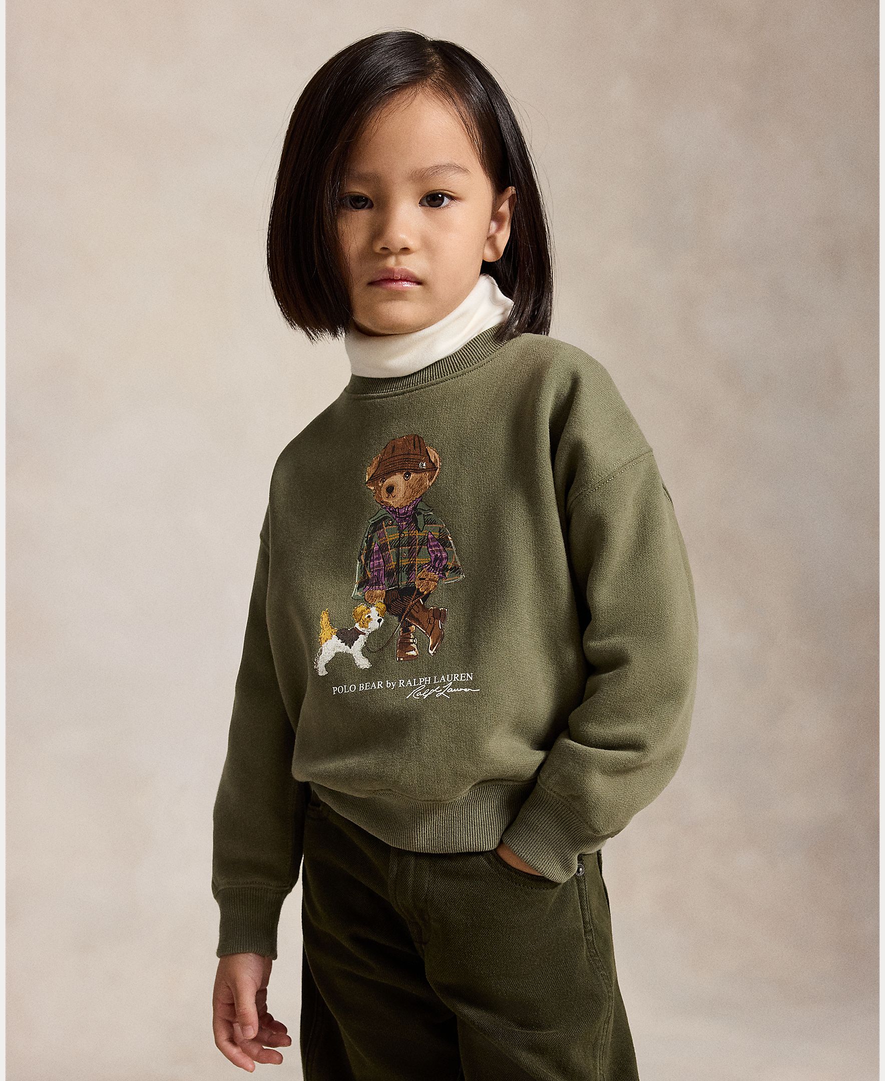 Sweatshirt de Felpa com Polo Bear Verde-militar-2