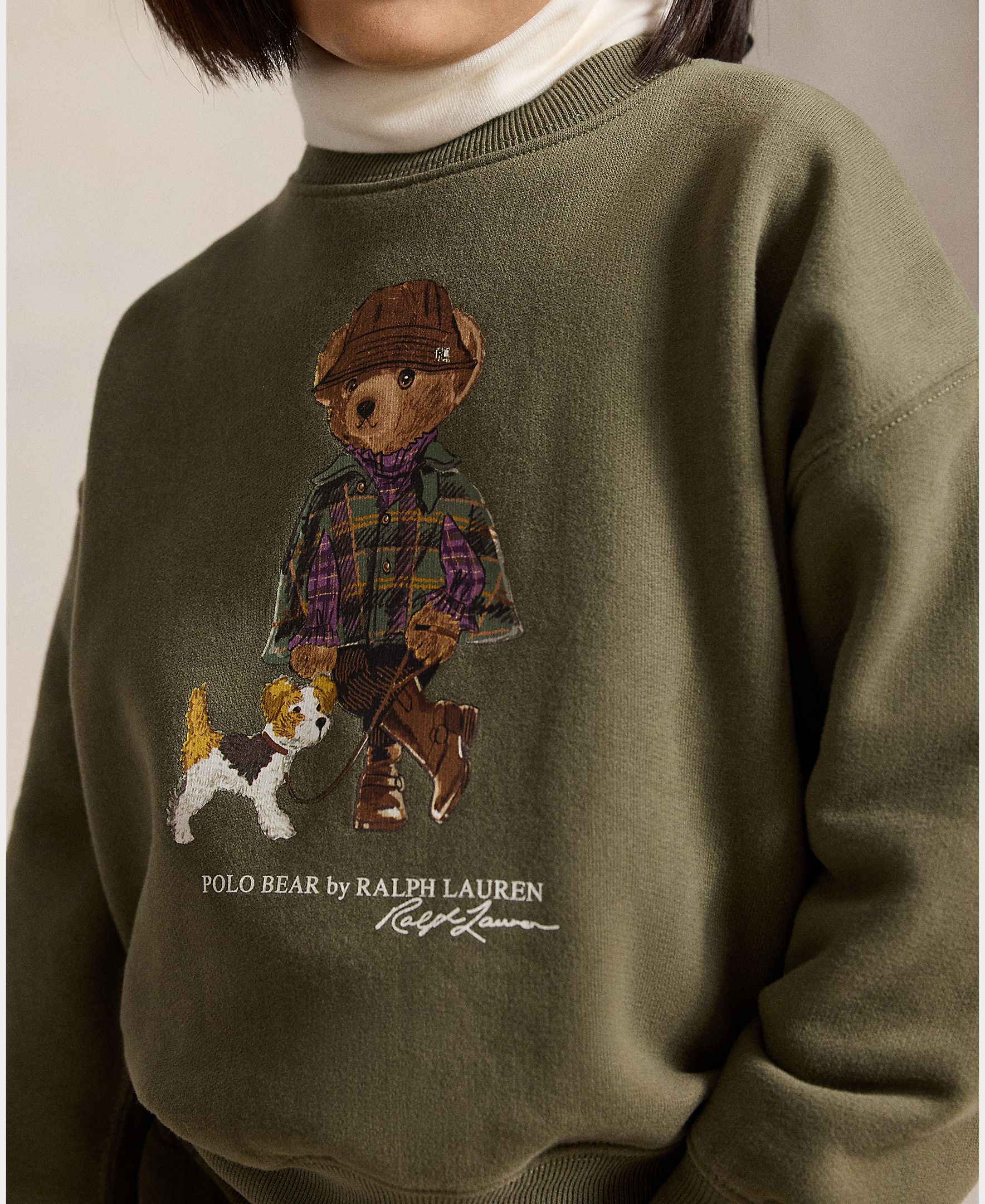 Sweatshirt de Felpa com Polo Bear Verde-militar-3