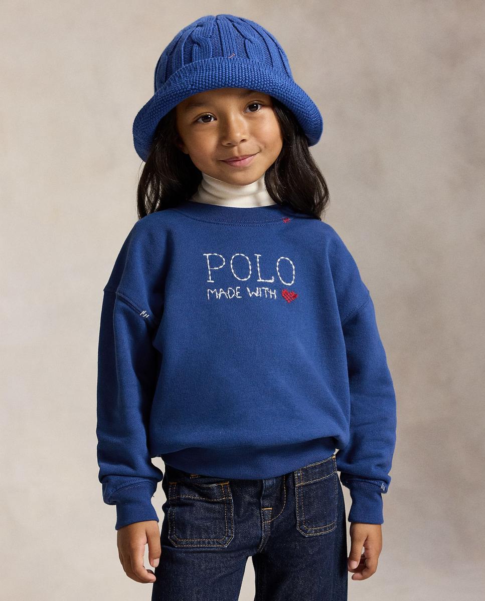 Sudadera de niña de felpa con logotipo Polo - Polo Ralph Lauren - Azul índigo Azul índigo-1