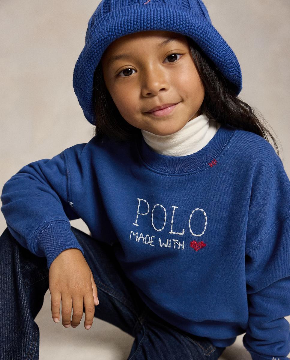 Sudadera de niña de felpa con logotipo Polo - Polo Ralph Lauren - Azul índigo Azul índigo-2