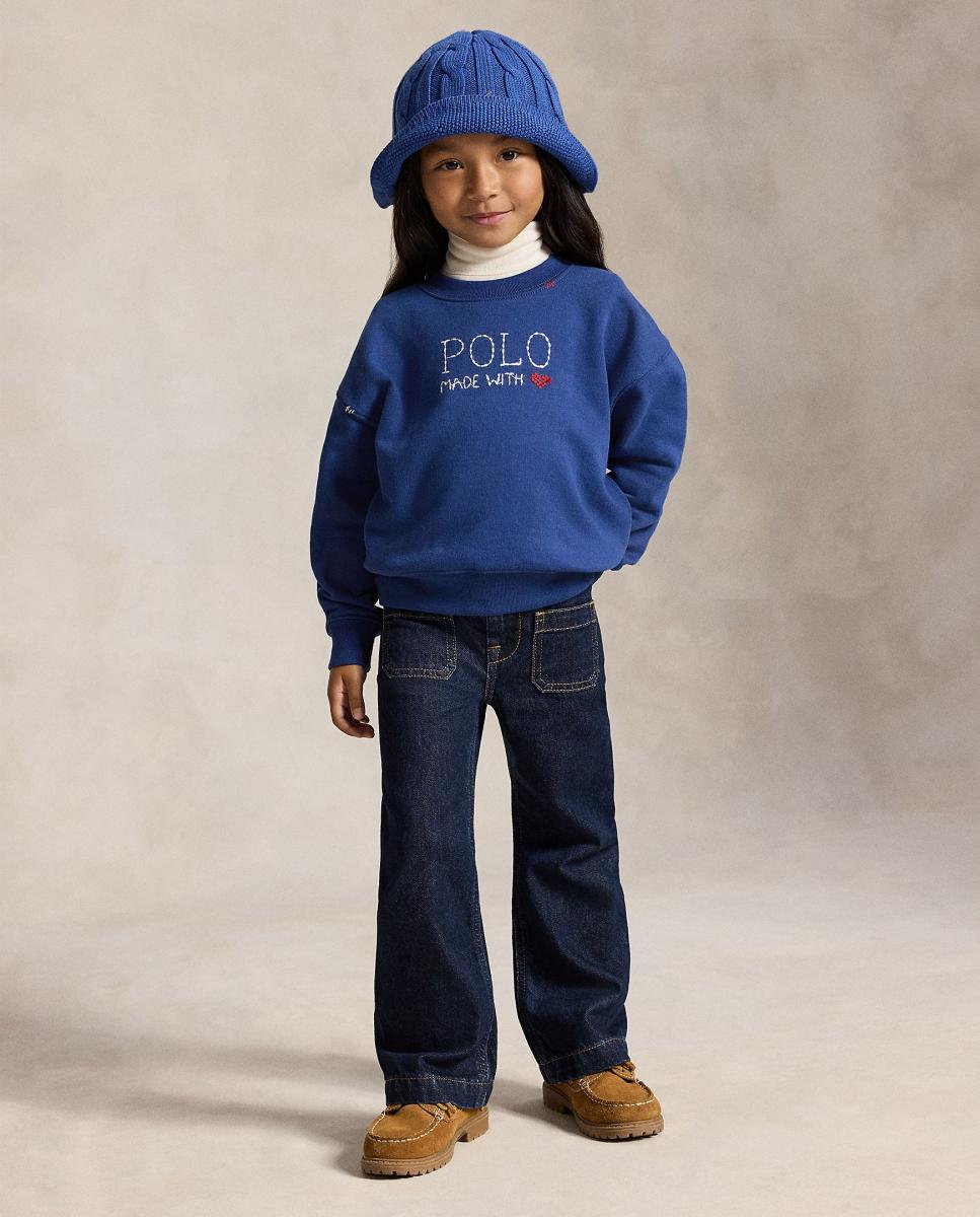 Sudadera de niña de felpa con logotipo Polo - Polo Ralph Lauren - Azul índigo Azul índigo-3