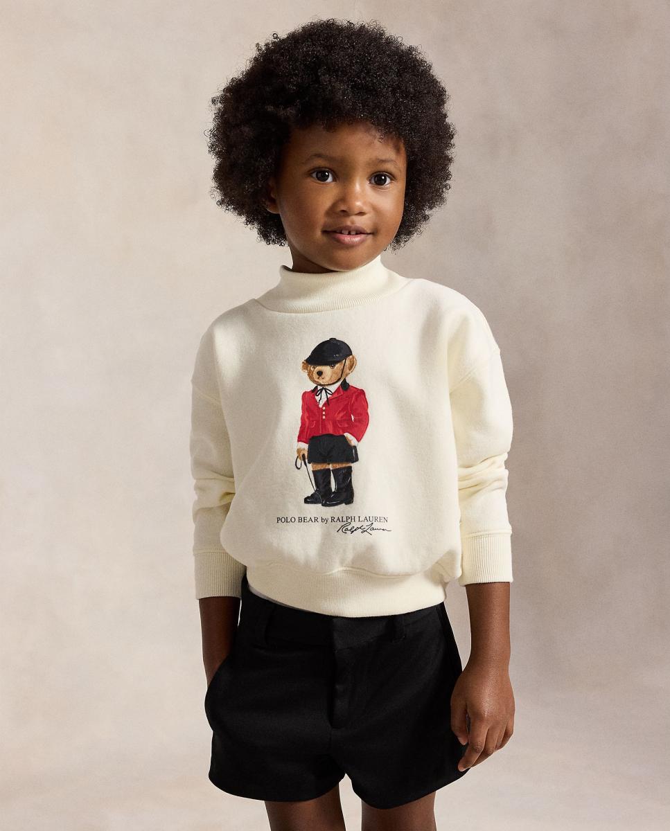 Sudadera de niña de felpa con cuello ancho - Polo Ralph Lauren - Crema Crema-1