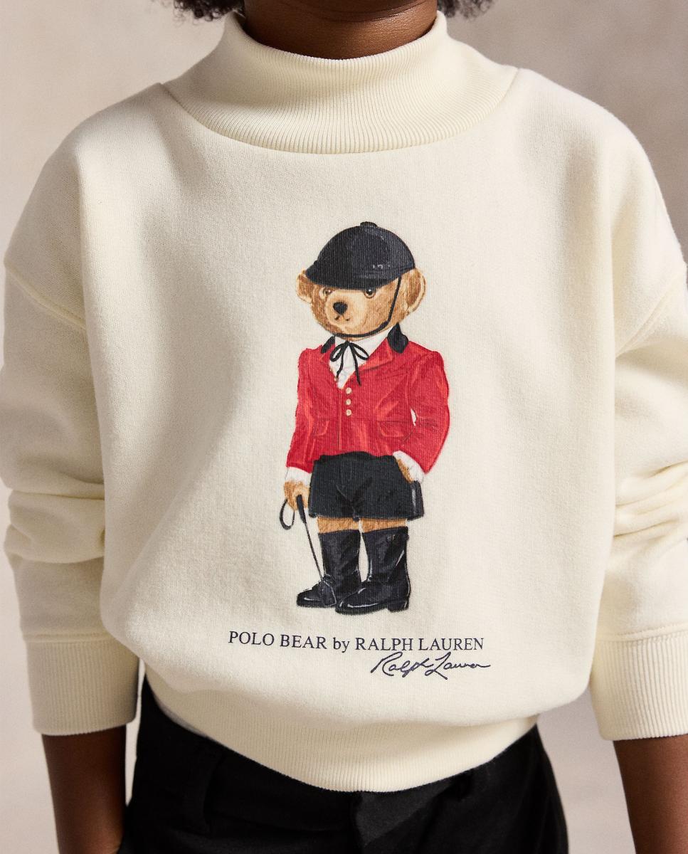 Sudadera de niña de felpa con cuello ancho - Polo Ralph Lauren - Crema Crema-2