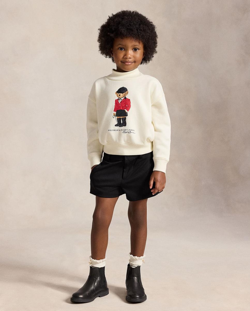 Sudadera de niña de felpa con cuello ancho - Polo Ralph Lauren - Crema Crema-3