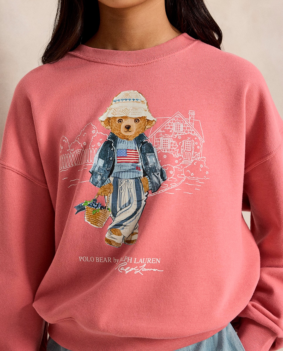Sweatshirt com Decote Redondo e Polo Bear Polo Ralph Lauren Coral-3