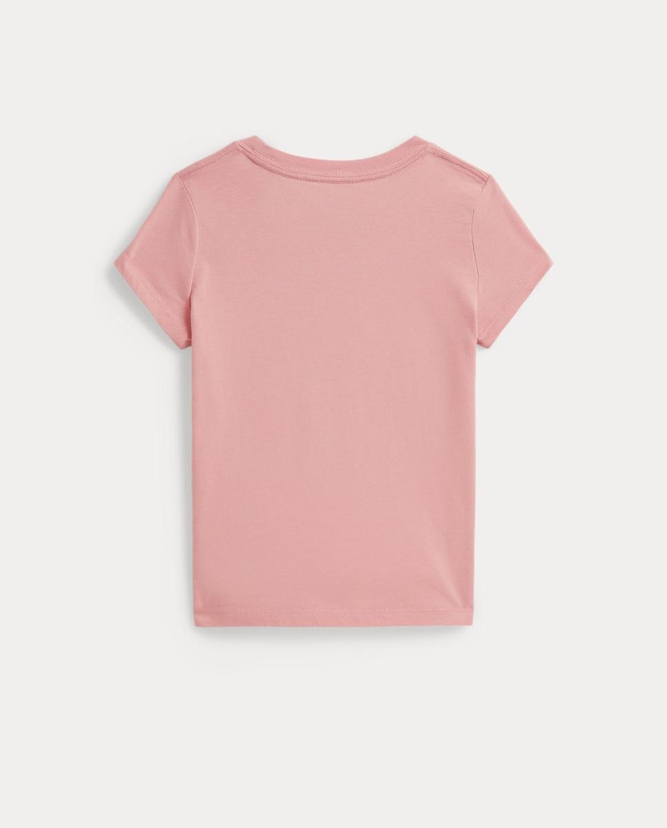 T-shirt com Polo Bear em Algodão Rosa-2