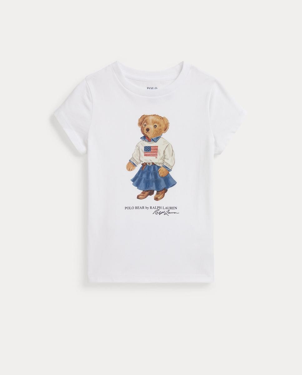 T-shirt de Algodão com Polo Bear Branco-4