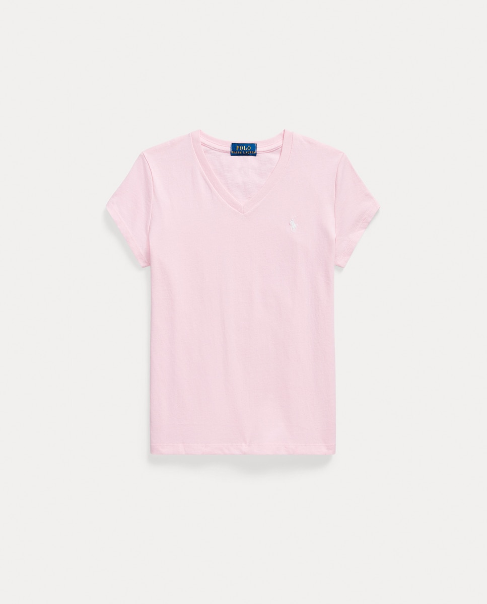 T-shirt de Malha Jersey de Algodão Polo Ralph Lauren Rosa-claro-1