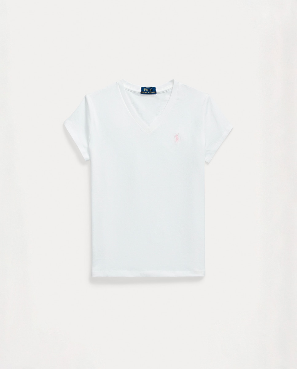 T-shirt de Malha Jersey de Algodão Polo Ralph Lauren Branco-1