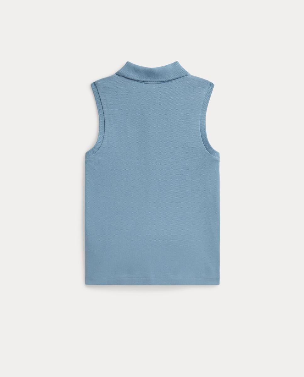 Polo de Algodão Elástico sem Mangas Polo Ralph Lauren Esmeralda Azul-2