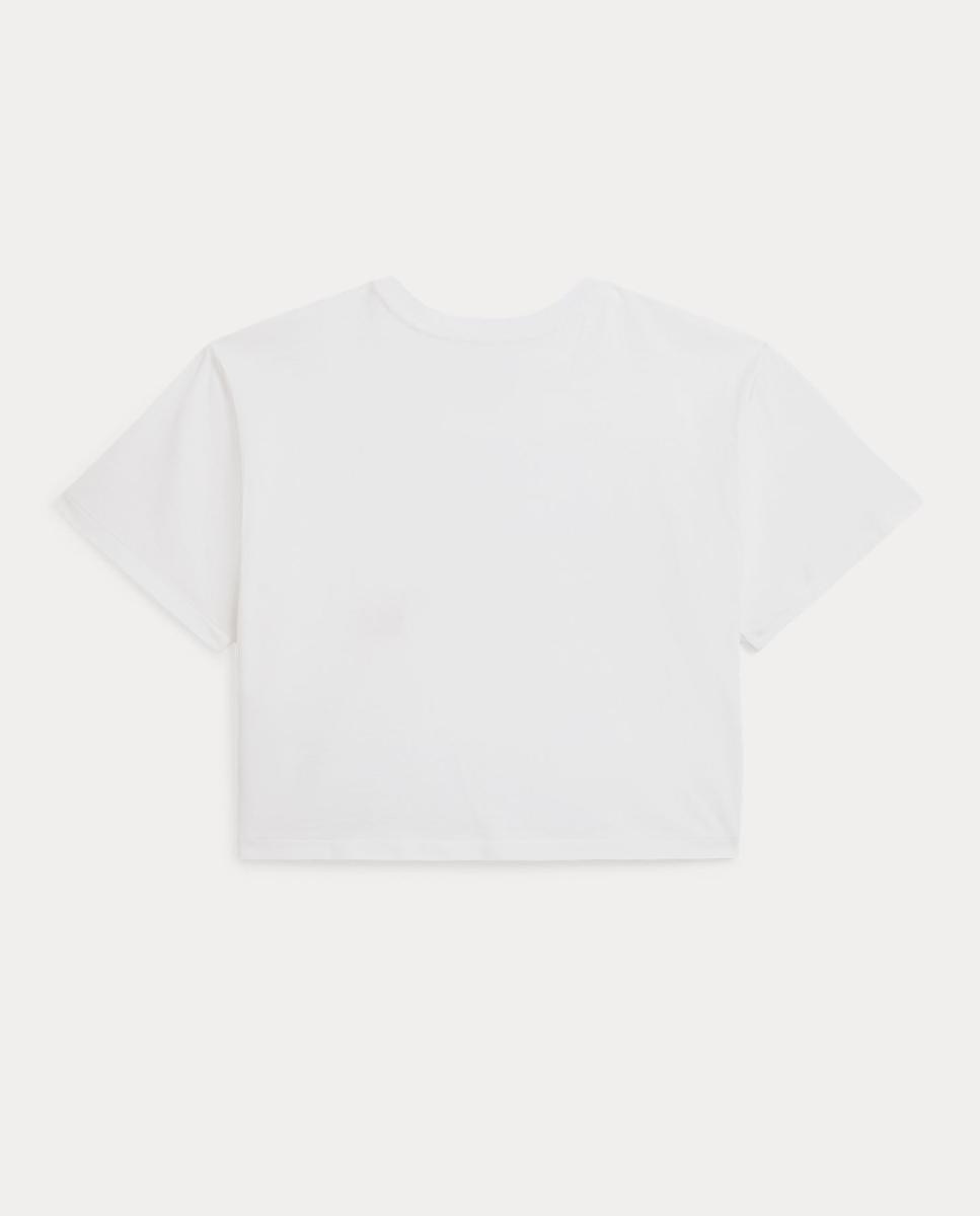 T-shirt de Malha de Algodão com Bandeira Polo Ralph Lauren Branco-5