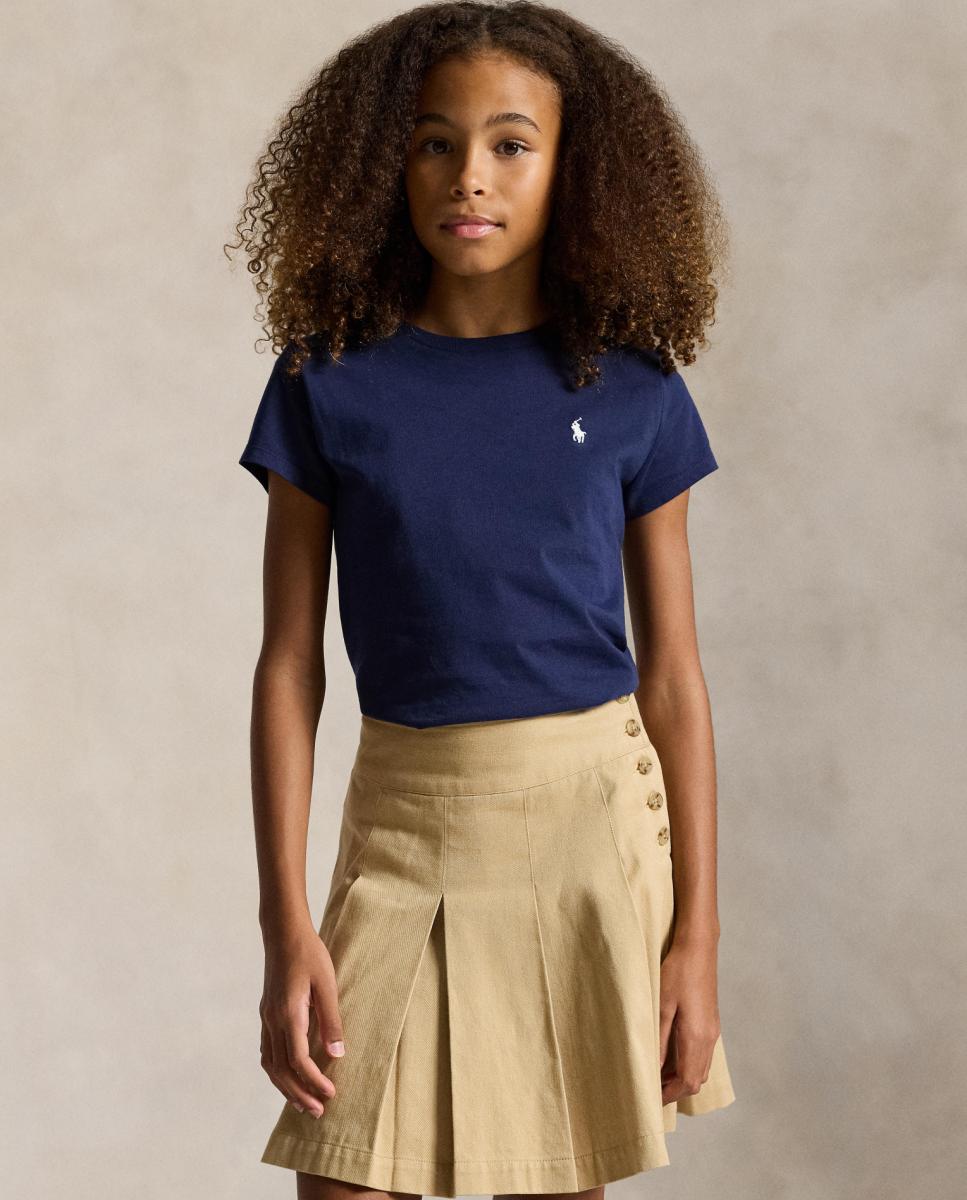 Camiseta de niña de punto jersey de algodón - Polo Ralph Lauren - Azul marino Azul marino-1