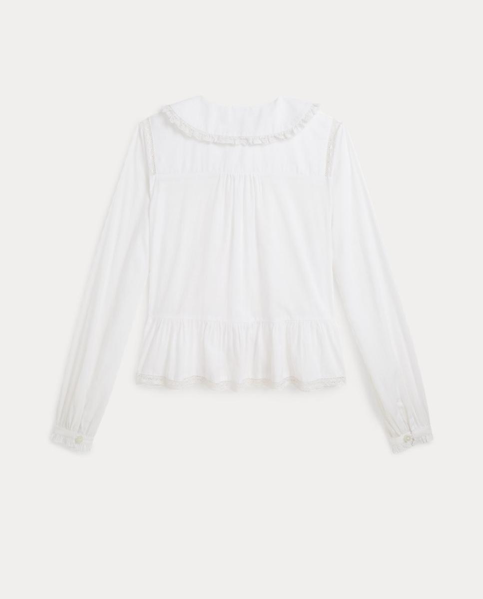 Camisa em Algodão Fino com Mangas em Balão Branco-2