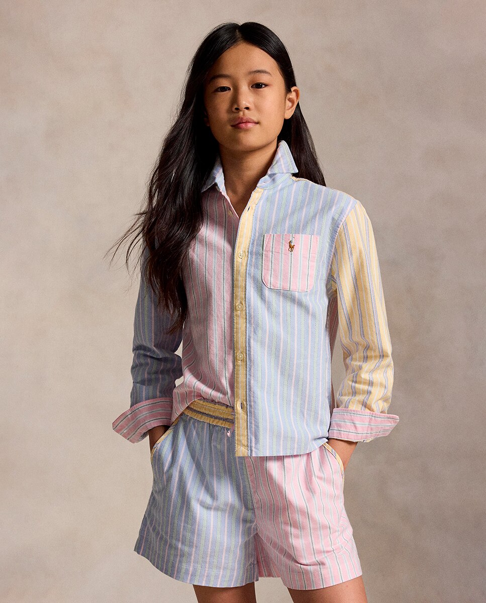 Camisa Oxford de Algodão Estampada Multicolor-3