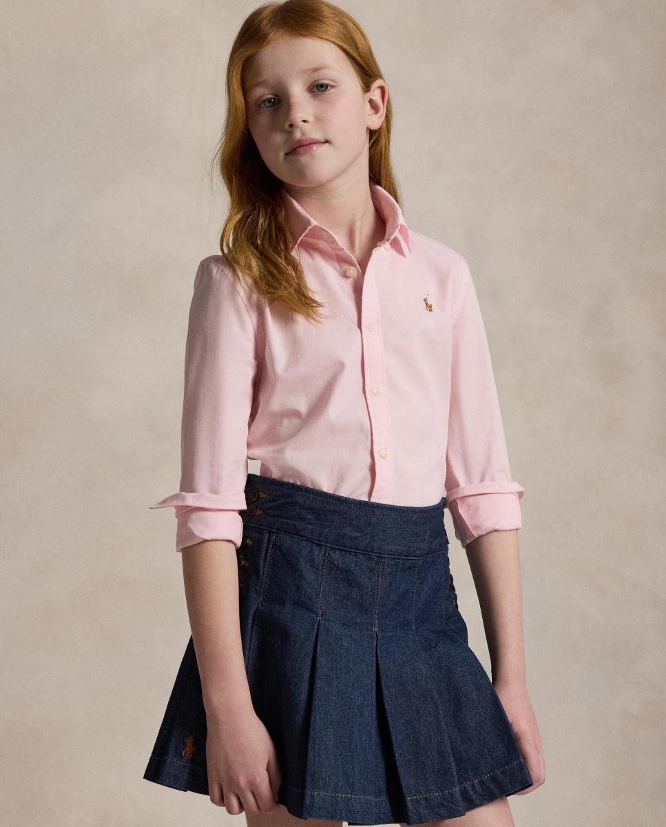 Imagem 0 de Camisa Oxford de Algodão com Folhos