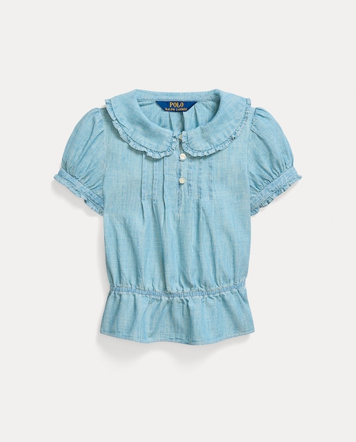 Imagen 0 de Blusa de niña con péplum de algodón