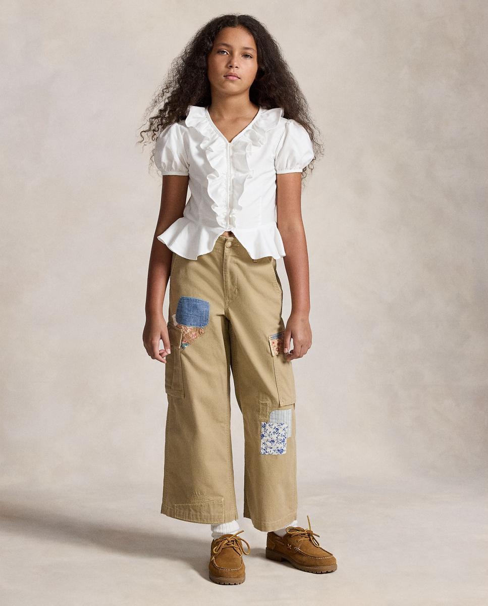 Imagem 0 de Blusa Oxford de Algodão com Folhos