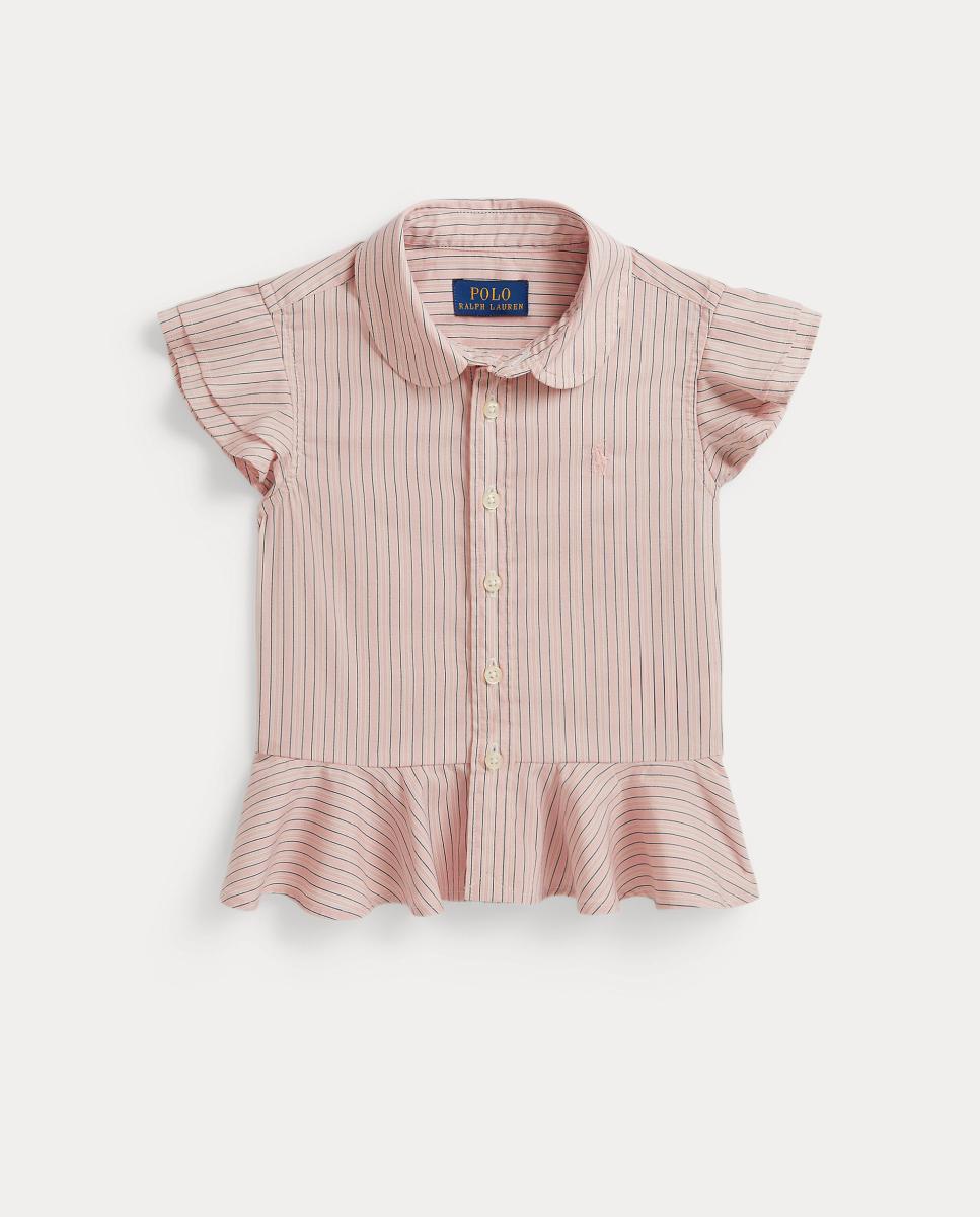 Camisa em Algodão Fino às Riscas Polo Ralph Lauren Rosa-4