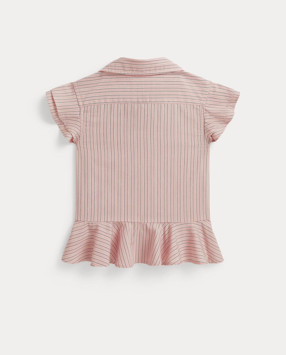 Camisa em Algodão Fino às Riscas Polo Ralph Lauren Rosa-5
