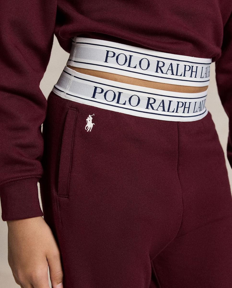 Calças Desportivas em Mistura de Algodão com Fita Elástica Polo Ralph Lauren Bordeaux-3