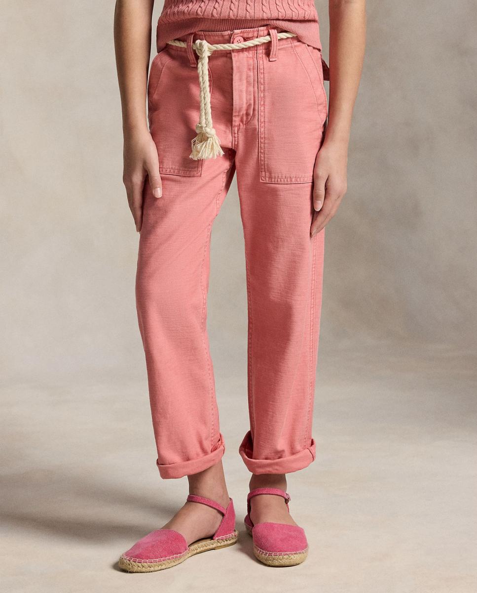 Calças Ricky de Cetim de Algodão Polo Ralph Lauren Rosa-2