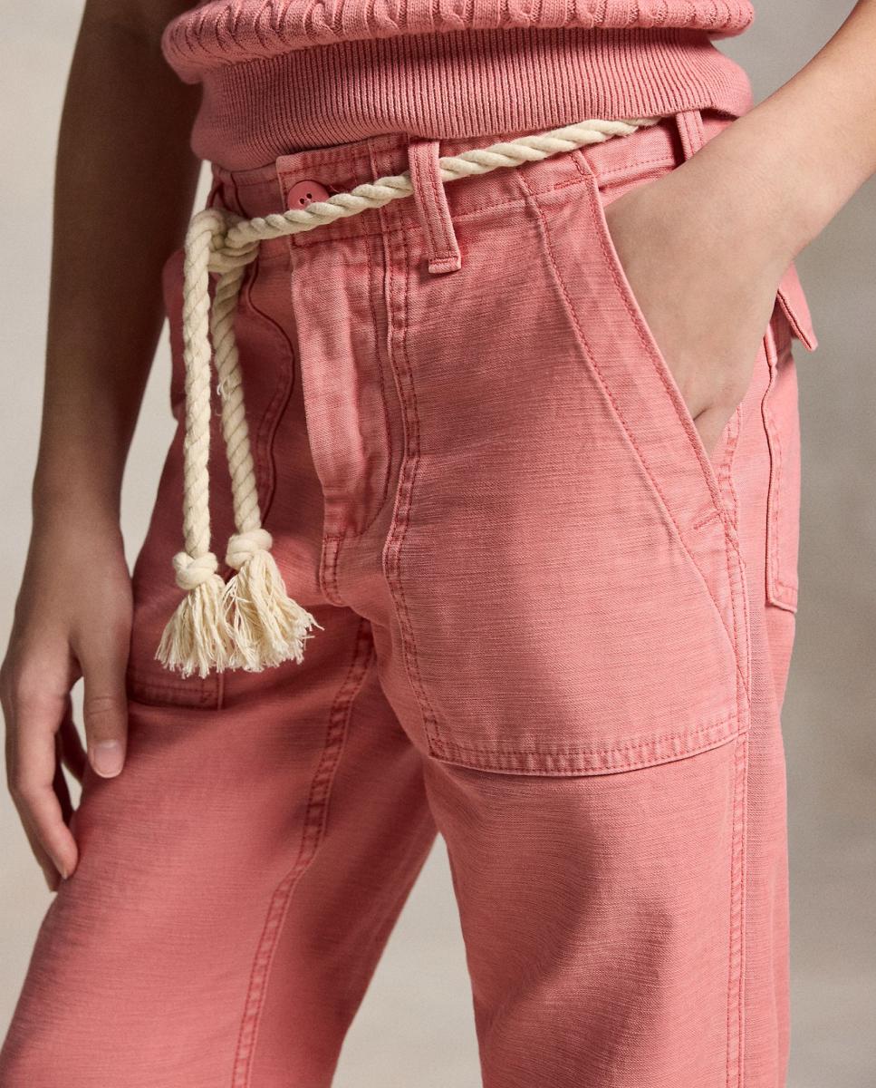 Calças Ricky de Cetim de Algodão Polo Ralph Lauren Rosa-3