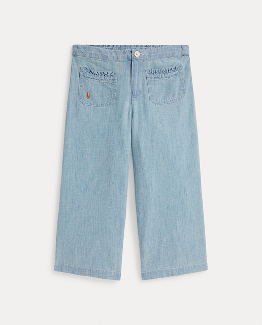 Imagen 0 de Pantalón de niña de pernera ancha con bolsillos parche