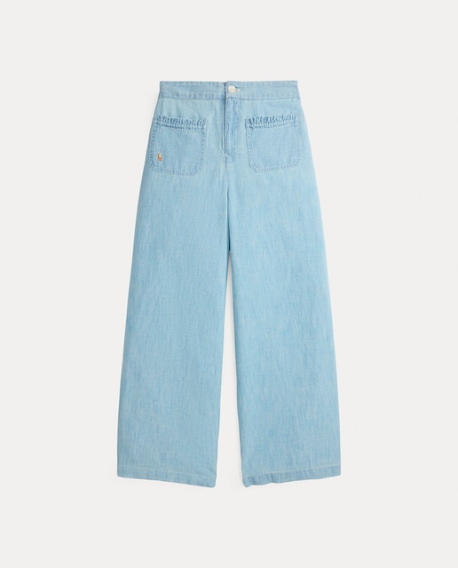 Imagen 0 de Pantalón de niña de pernera ancha con bolsillos parche