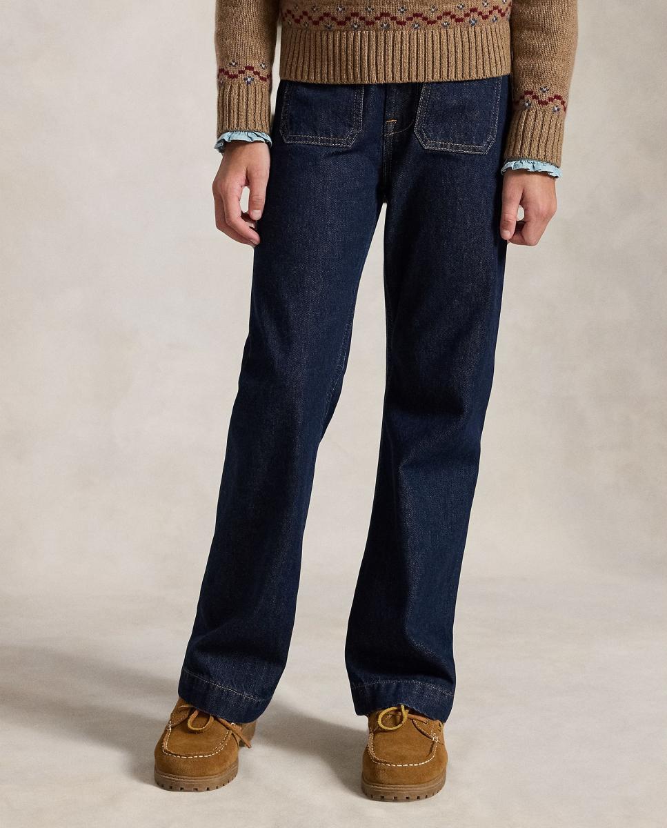 Jeans de Algodão com Bolsos de Remendo Polo Ralph Lauren Azul-marinho-2