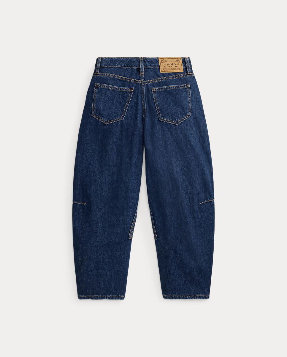 Jeans de Algodão Curved Tapered Azul-marinho-6